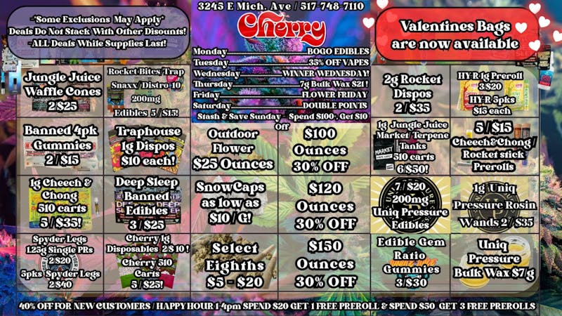 Cherry Dispensary & Drive Thru 💋 Sweet n’ Sticky Cherry Specials💋