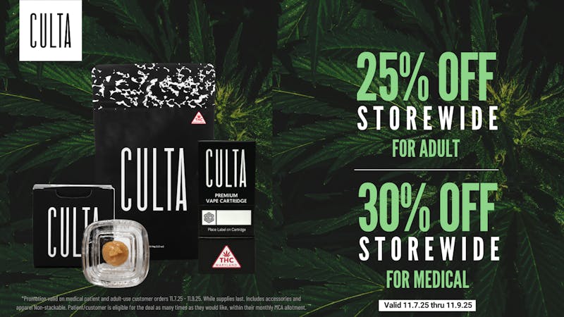 CULTA 25% Off Storewide/30% Off Medical