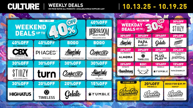 Culture Cannabis Club Marijuana and Weed Dispensary - Porterville Up to 40% Off Mid-October Deals Inside!
