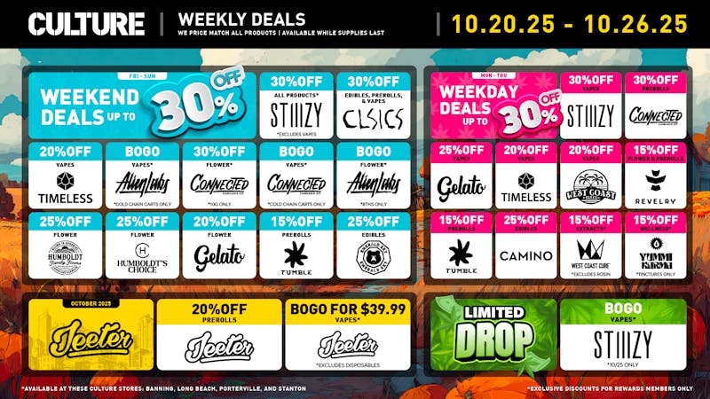 Culture Cannabis Club Marijuana and Weed Dispensary - Banning Up to 30% Scarily High Deals | Oct 20 to 26 😱
