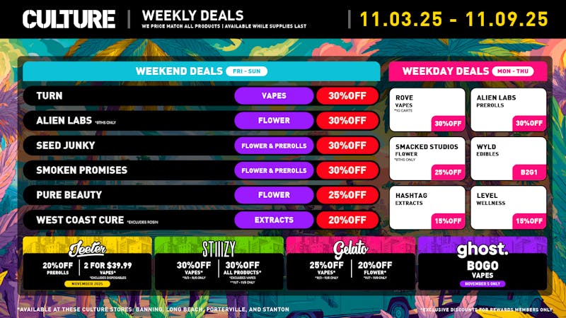 Culture Cannabis Club Marijuana and Weed Dispensary - Long Beach Fall Back & Relax: Up to 30% Off This Week!