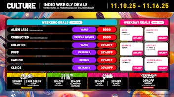 Culture Cannabis Club Marijuana and Weed Dispensary - Indio Whole Week 11.11 Celebration: Up to 30% Off
