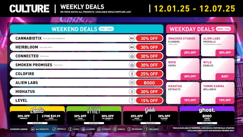 Culture Cannabis Club Marijuana and Weed Dispensary - Long Beach Unwrap some Holiday Cheer with up to 30% off