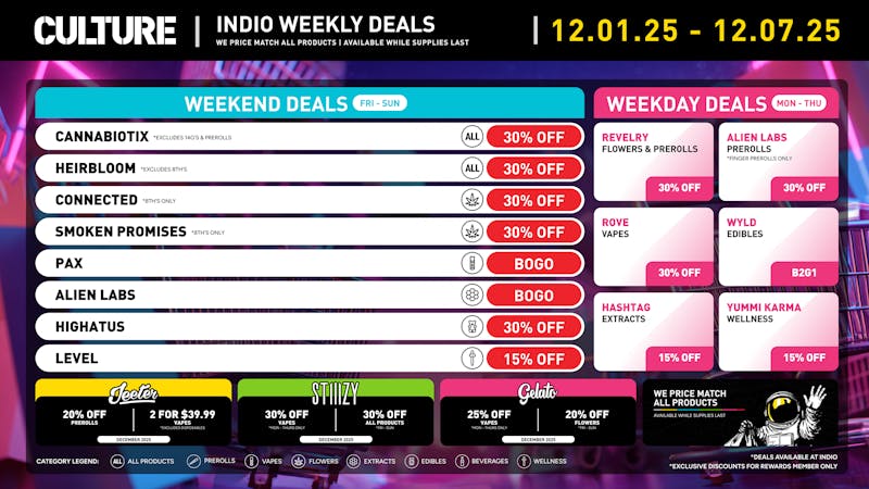 Culture Cannabis Club Marijuana and Weed Dispensary - Indio Unwrap some Holiday Cheer with up to 30% off