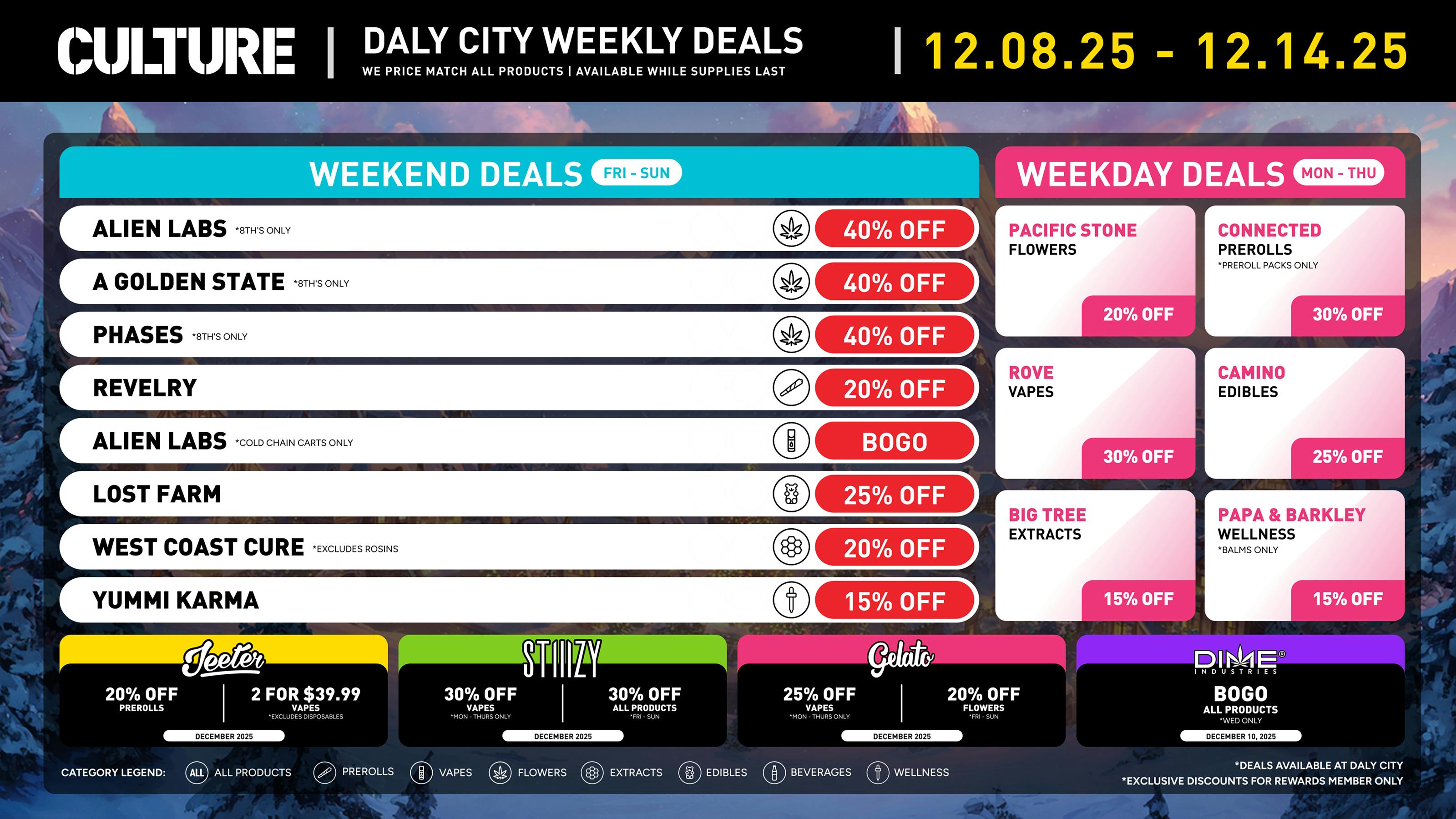 Culture Cannabis Club - Daly City Secret Santa Drop Continues! Up to 60% Off!