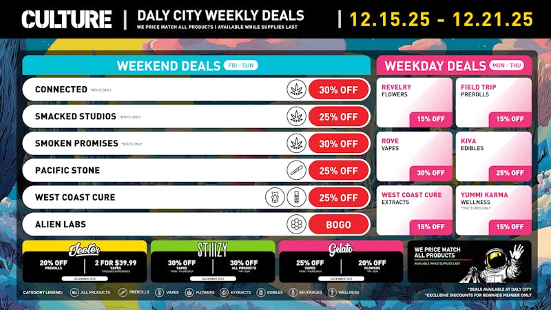 Culture Cannabis Club - Daly City Christmas Draws Closer w/ Up to 40% Off!