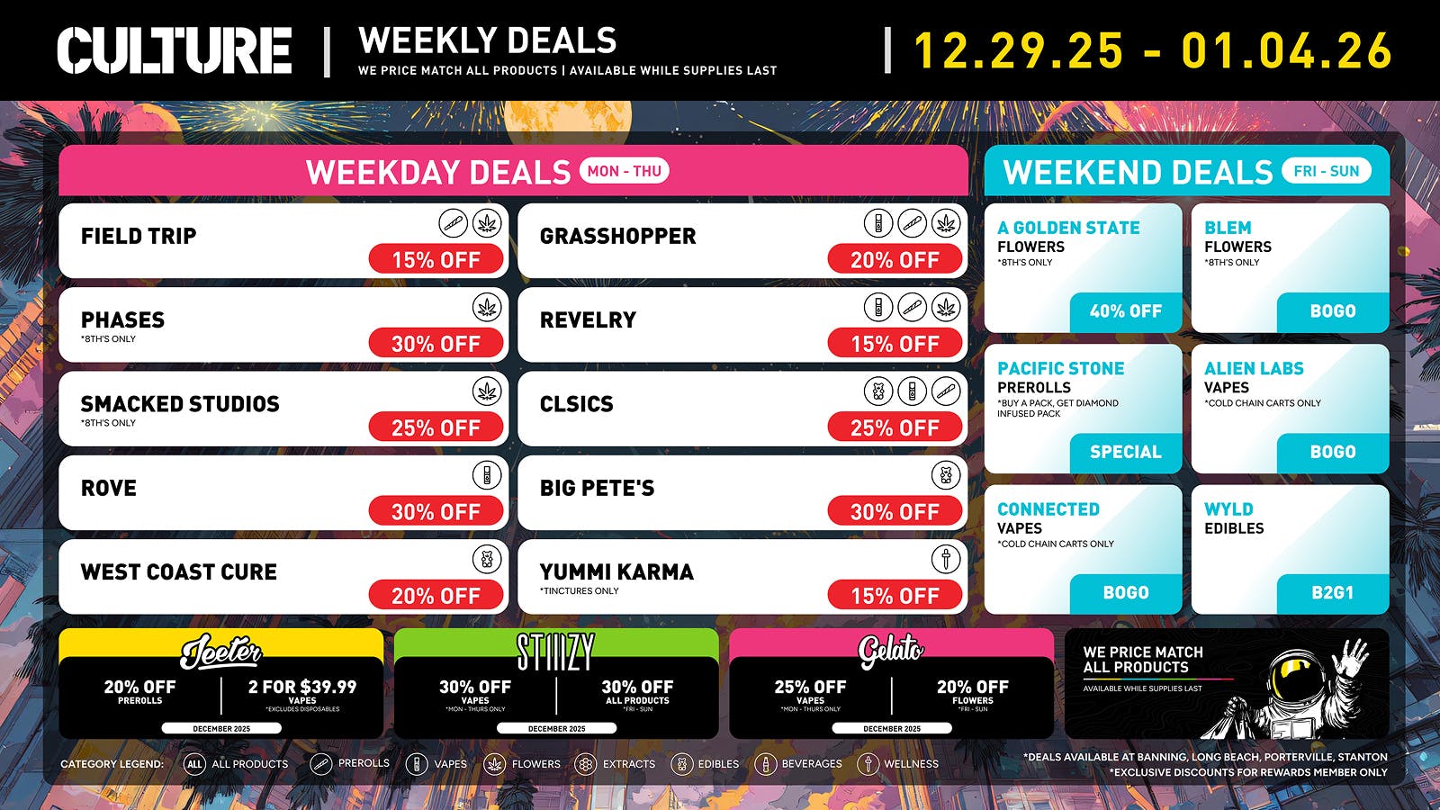 Culture Cannabis Delivery - Westminster / Sunset Beach / Seal Beach 2025's Last Hurrah! More Weekly Deals to Enjoy