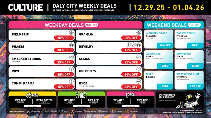 Culture Cannabis Club - Daly City 2025's Last Hurrah! More Weekly Deals to Enjoy