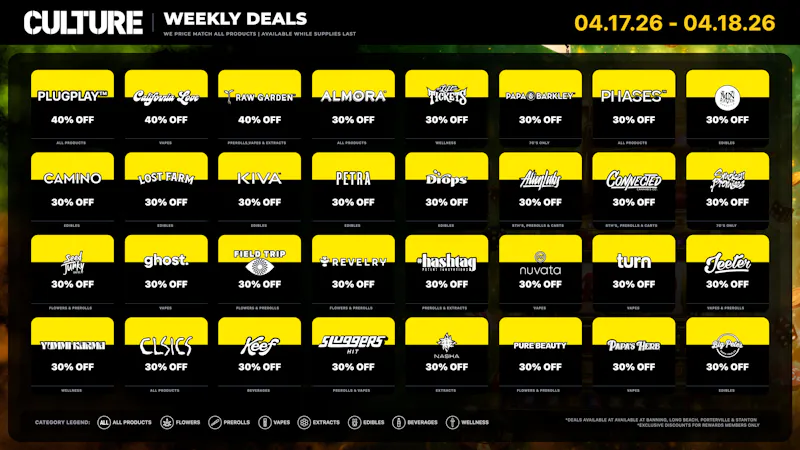 Culture Cannabis Club Marijuana and Weed Dispensary - Porterville Pre-game for 420 with up to 40% Off