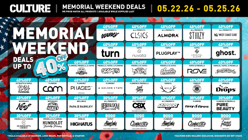 Culture Cannabis Club Marijuana and Weed Dispensary - Porterville 🇺🇸 Memorial Day Weekend: 40% OFF Deals + More!