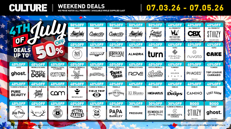 Culture Cannabis Club Marijuana and Weed Dispensary - Stanton Up to 50% Off All 4th of July Weekend!