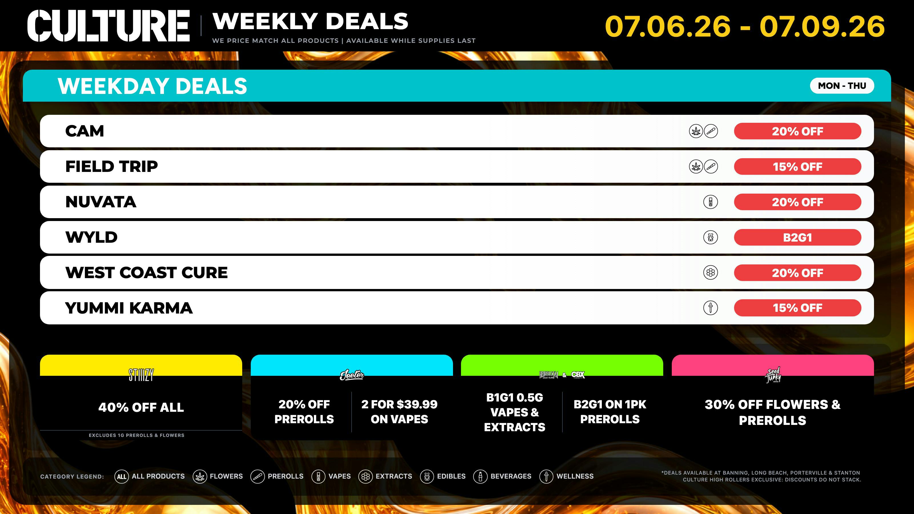 Culture Cannabis Club Marijuana and Weed Dispensary - Porterville Countdown to 710: Weekday Deals!