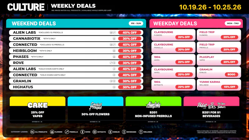 Culture Cannabis Club Marijuana and Weed Dispensary - Banning Scary Good Deals: Up to 40% OFF Deals