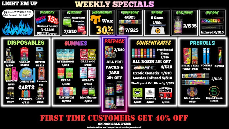 LIGHT EM UP CANNABIS First Time Customer 40% OFF