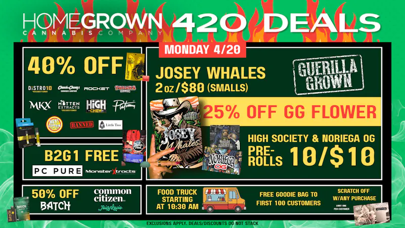 Homegrown : Lansing 420 Deals - Goodie Bag to first 100 Customers!!