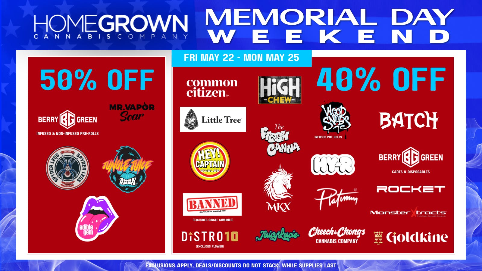 Homegrown : Lansing Memorial Weekend Deals!!