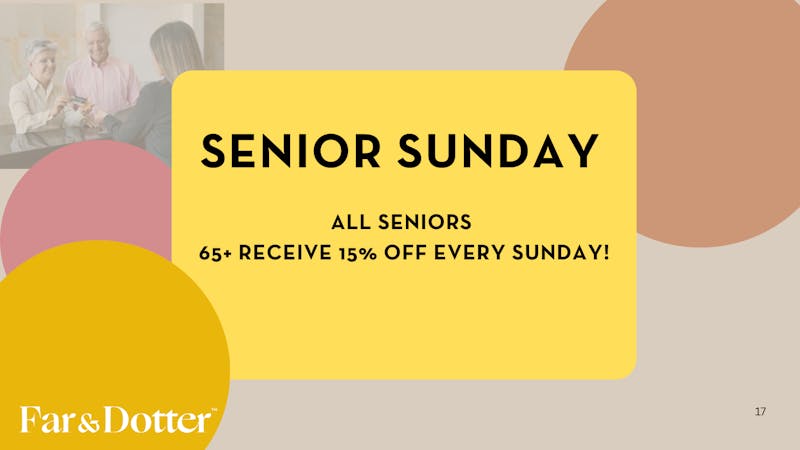 Far & Dotter - Olive Branch 15% off for all SENIORS 65+