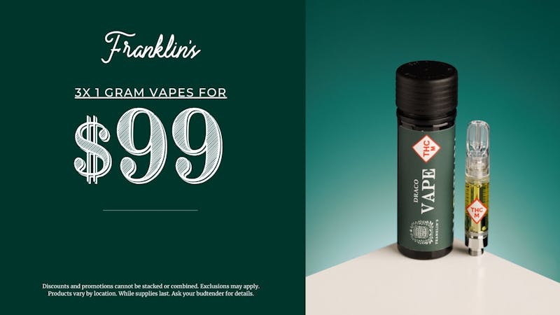 Greenlight - Poplar Bluff 3/$99 Franklins 510-Thread Cartridges (1g)