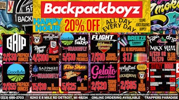 Backpack Boyz - Detroit HAPPY HOUR 20% OFF ALL DAY EVERY DAY!