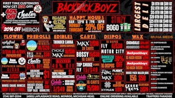 Backpack Boyz Monroe 20% OFF HAPPY HOURS 9AM-12PM & 7PM-10PM!