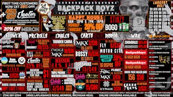 Backpack Boyz Monroe 20% OFF HAPPY HOURS 9AM-12PM & 7PM-10PM!