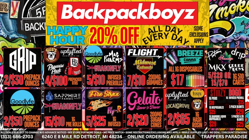Backpack Boyz - Detroit 2/$50 GOODLYFE OUNCES! FIRST TIME CUSTOMER 30% OFF