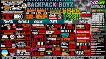Backpack Boyz Monroe B1G1 GLO FARMS - 30% OFF 710 LABS - BOGO STIIIZY