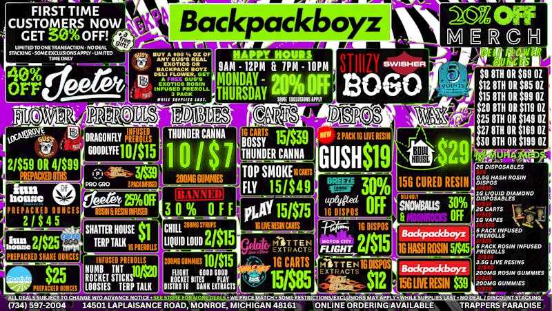 Backpack Boyz Monroe BOGO STIIIZY & SWISHER
