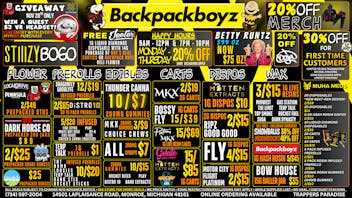 Backpack Boyz Monroe 20% OFF HAPPY HOURS! 9AM-12PM & 7PM-10PM