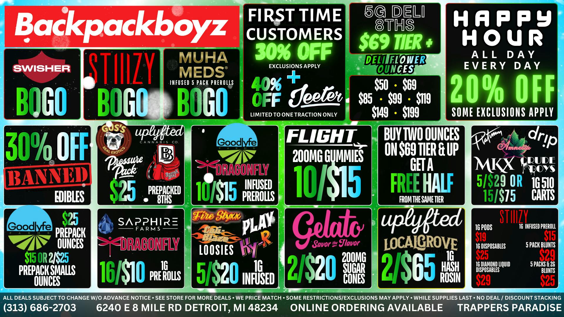 Backpack Boyz - Detroit 20% OFF HAPPY HOUR ALL DAY EVERY DAY!