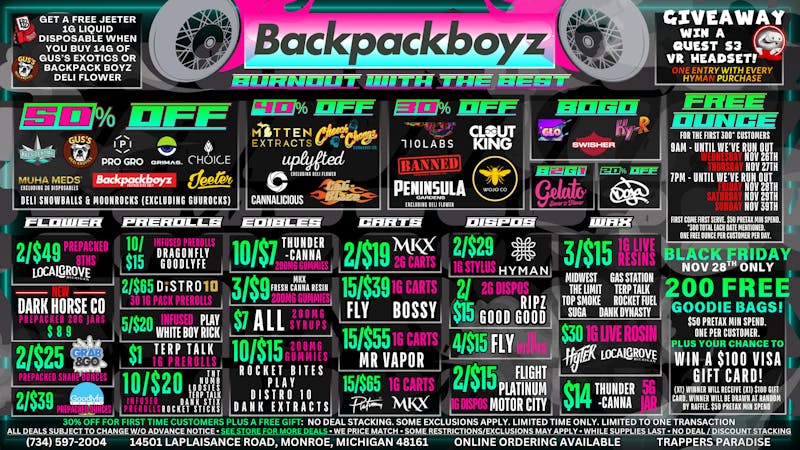 Backpack Boyz Monroe BLACK FRIDAY DEALS ALL WEEK!