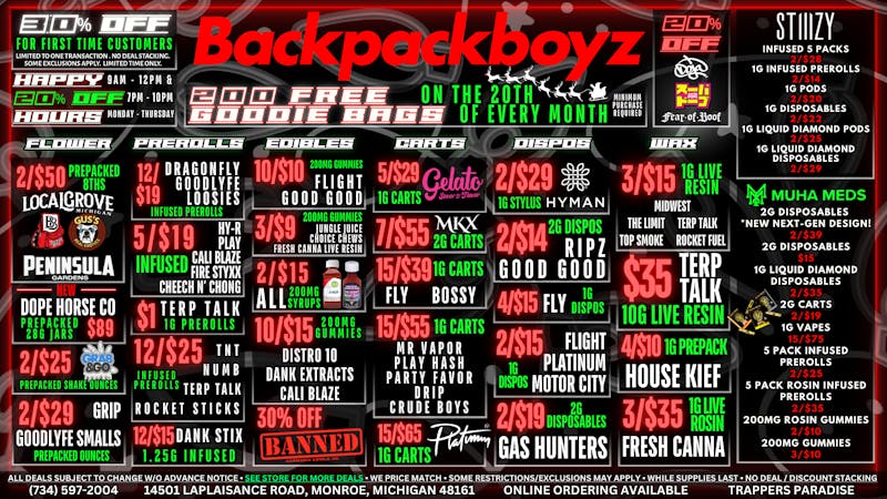 Backpack Boyz Monroe 40% OFF MOONROCKS / SNOWBALLS : 30% OFF BANNED