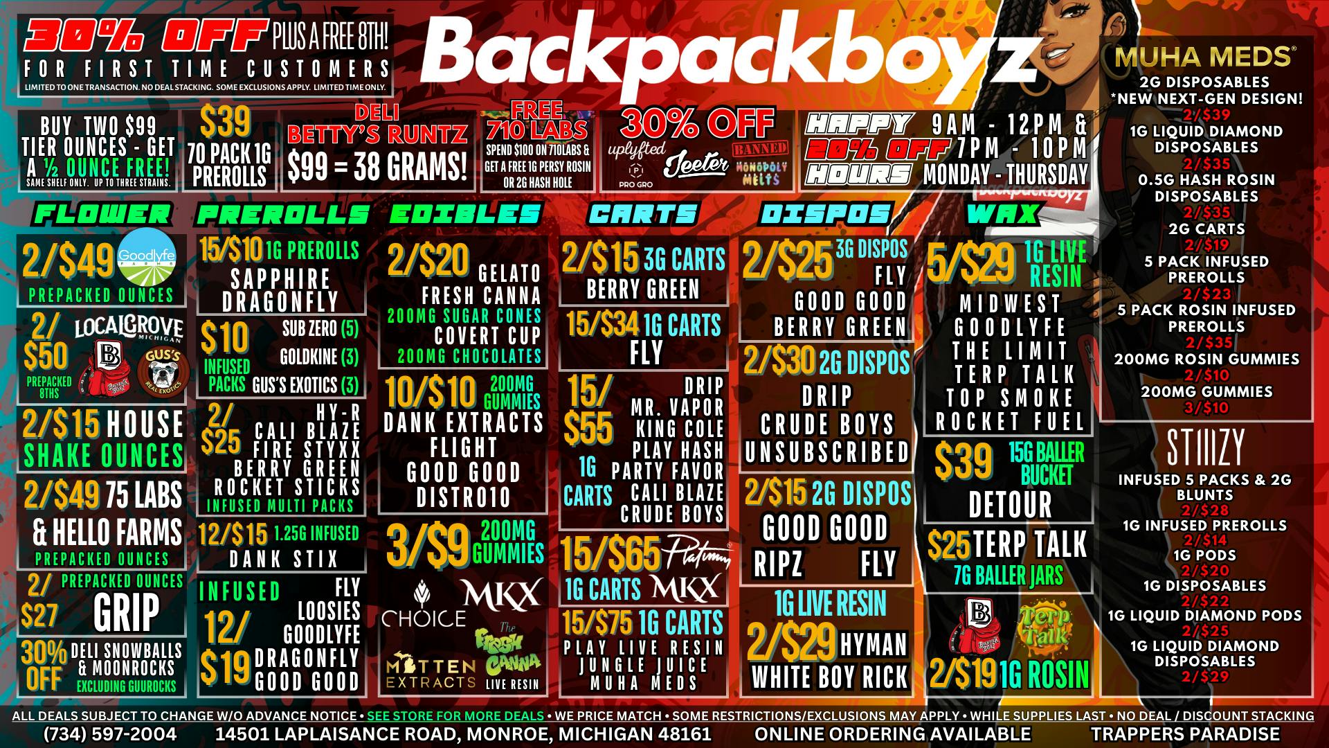 Backpack Boyz Monroe OUT OF STATE WELCOME! NO 24% TAX!