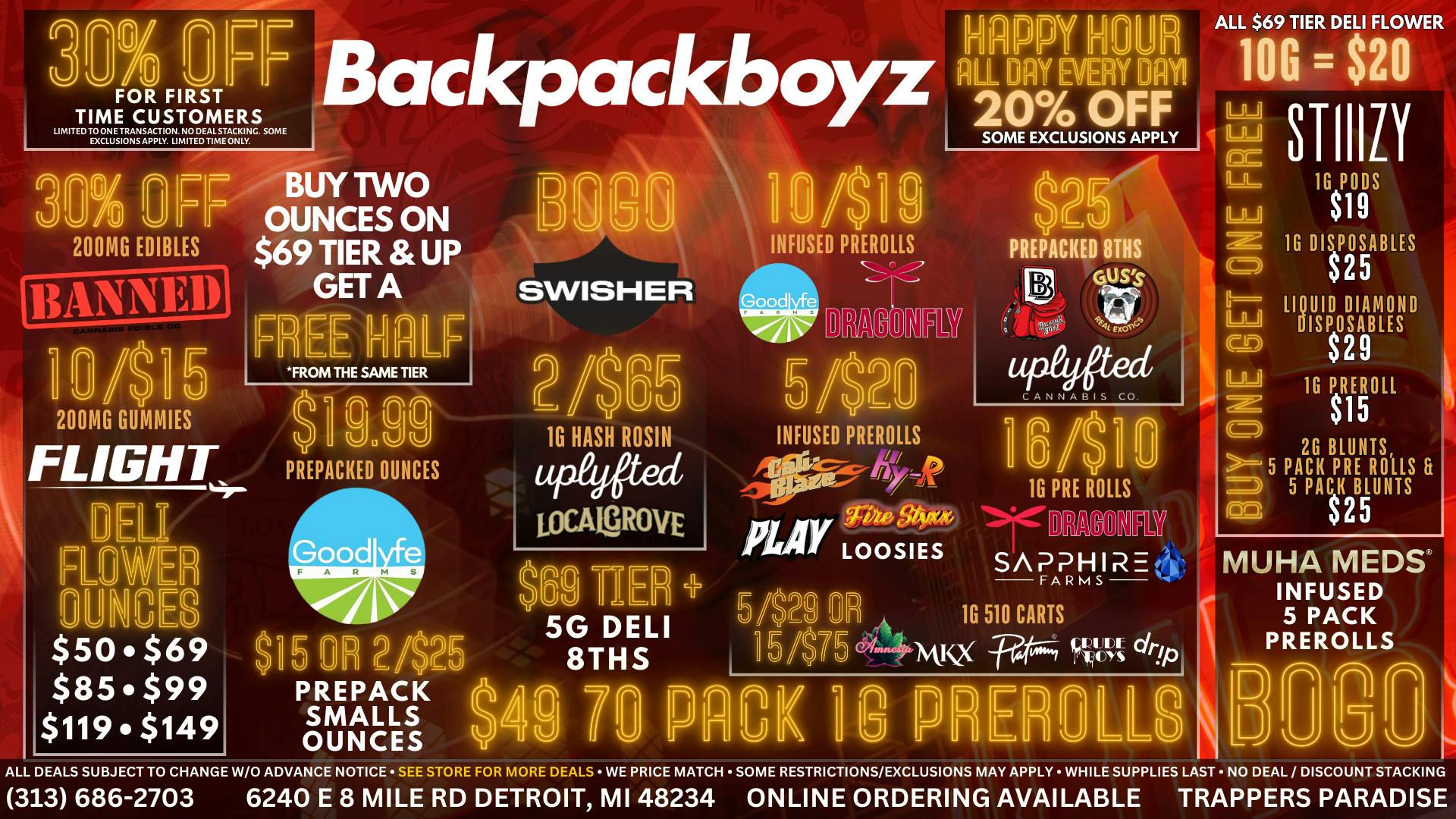 Backpack Boyz - Detroit BOGO STIIIZY & SWISHER : NO 24% TAX!