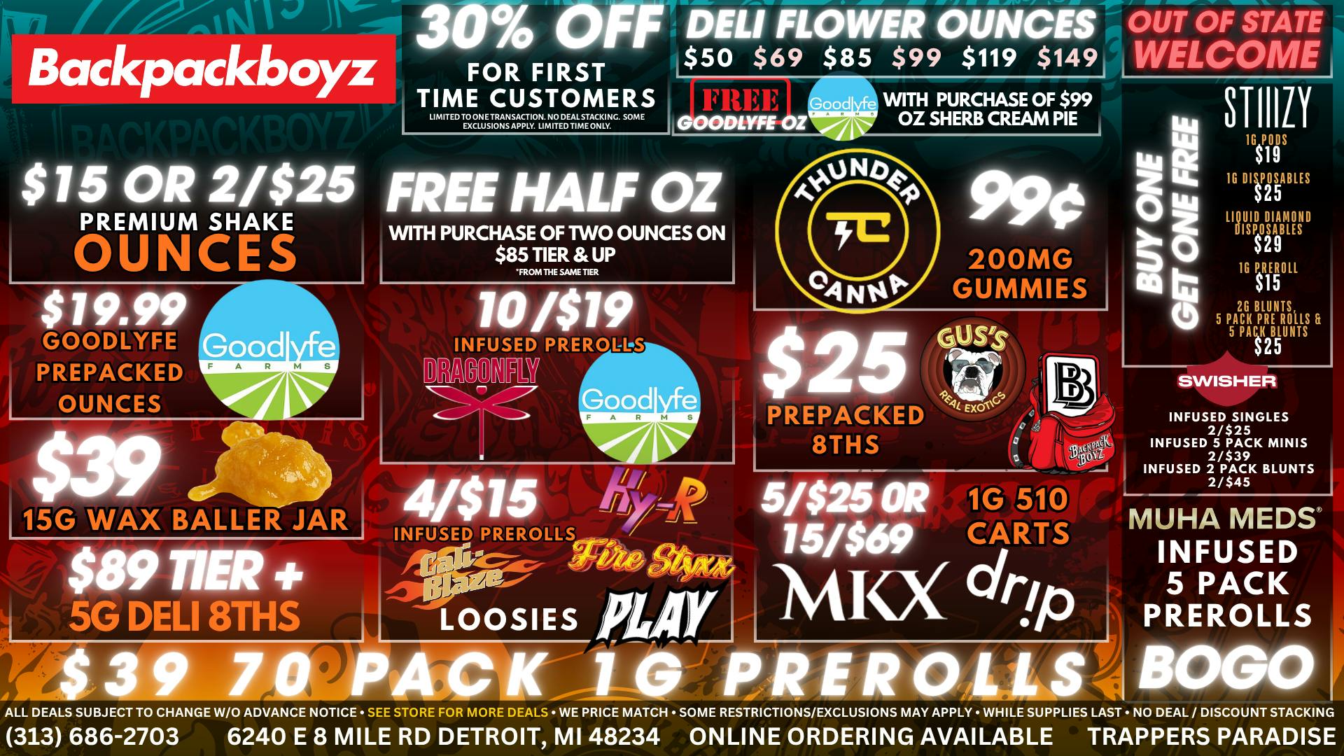 Backpack Boyz - Detroit OUT OF STATE WELCOME! NO 24% TAX!