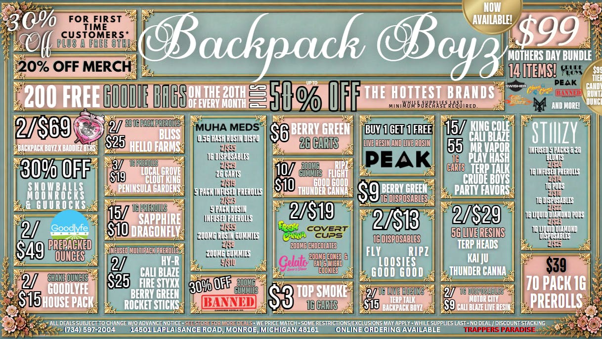 Backpack Boyz Monroe MOTHERS DAY BUNDLE $99! OUT OF STATE WELCOME!