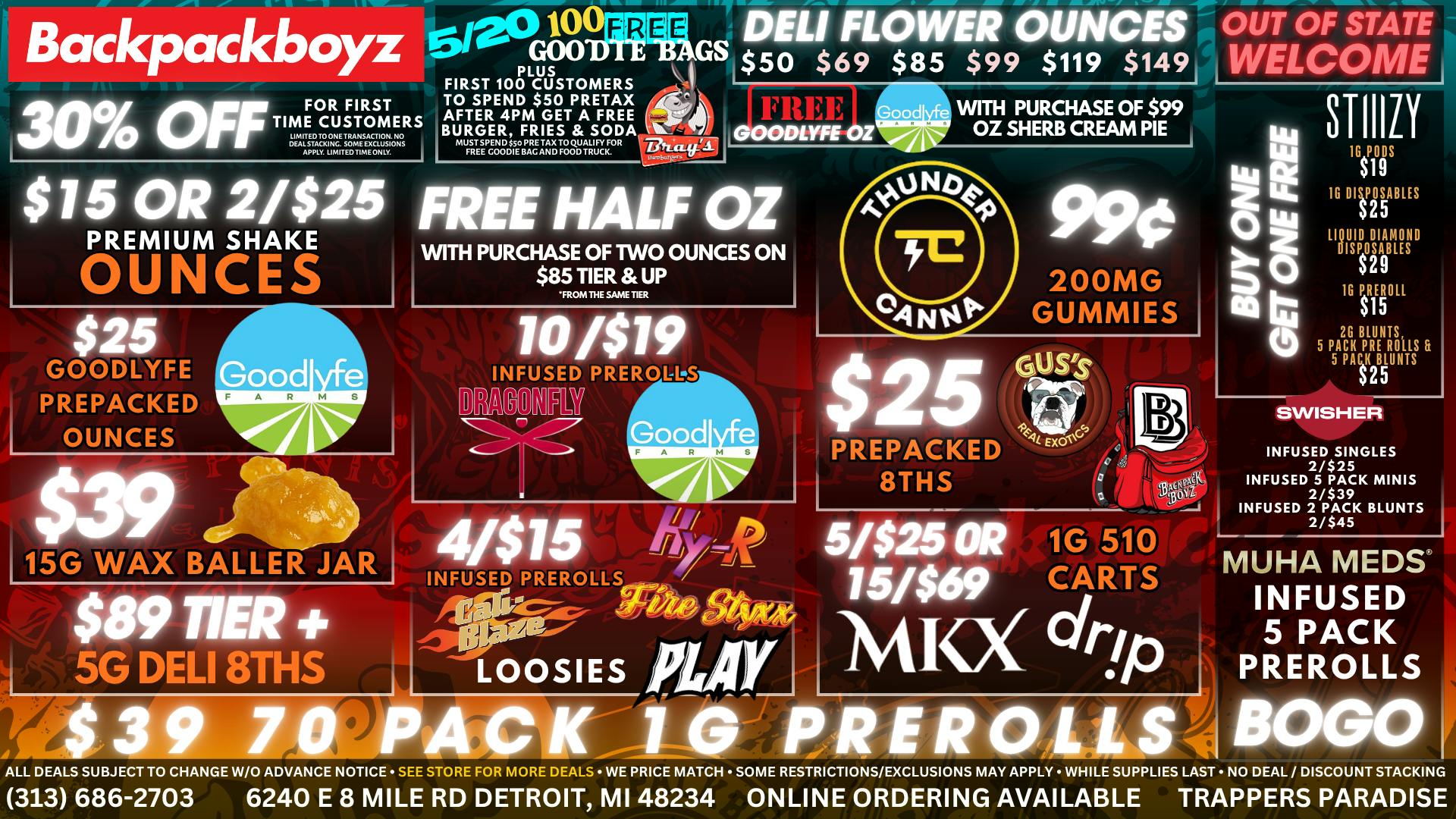 Backpack Boyz - Detroit OUT OF STATE WELCOME! NO 24% TAX!