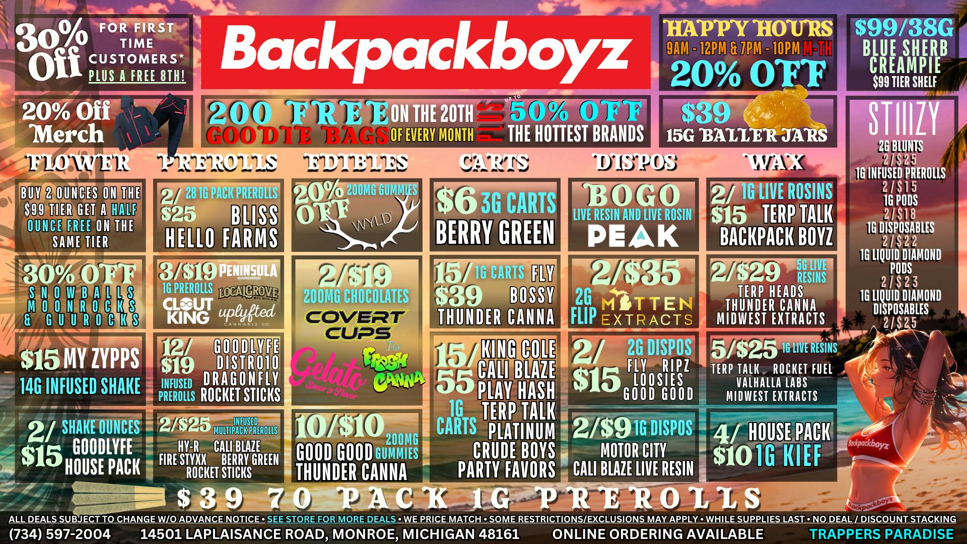 Backpack Boyz Monroe OUT OF STATE WELCOME! NO 24% TAX!