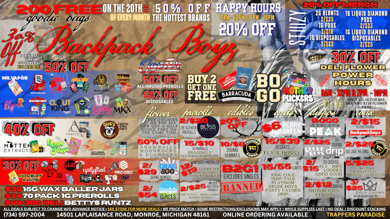 Backpack Boyz Monroe UP TO 50% OFF TOP BRANDS! HAVE A HAPPY & SAFE 4TH!
