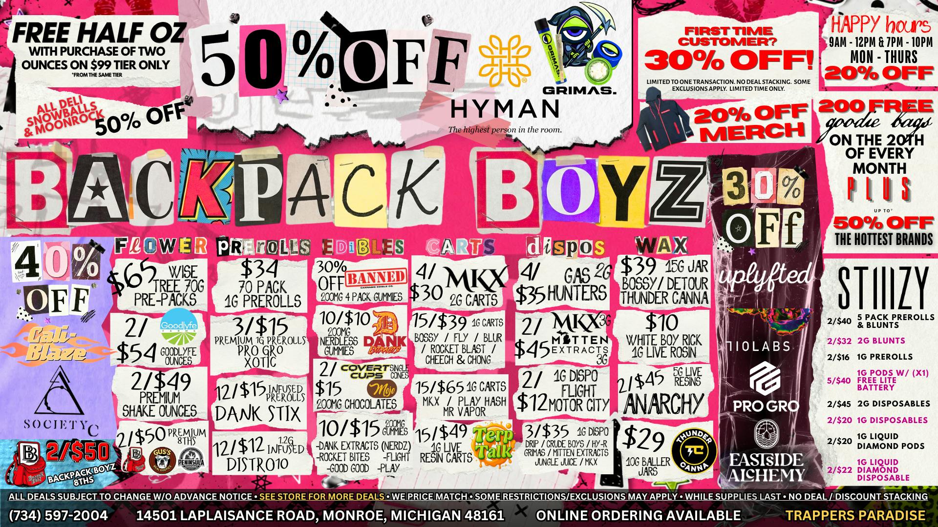 Backpack Boyz Monroe FREE GOODIE BAGS FIRST 200 CUSTOMERS*!