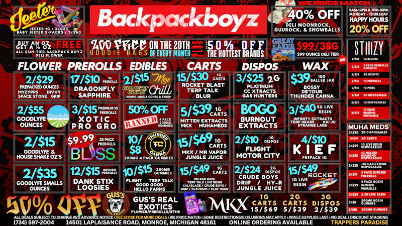 Backpack Boyz Monroe FIRST TIME? 30% OFF PLUS FREE WEED!