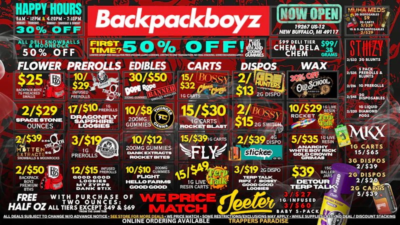 Backpack Boyz - New Buffalo FIRST TIME? 50% OFF PLUS FREE WEED!