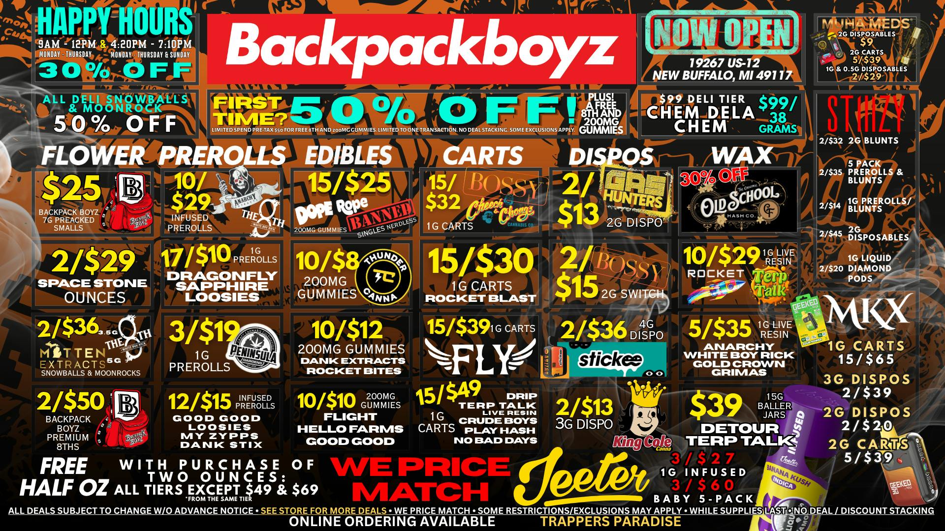 Backpack Boyz - New Buffalo FIRST TIME? 50% OFF & FREE WEED: 10/$8 GUMMIES