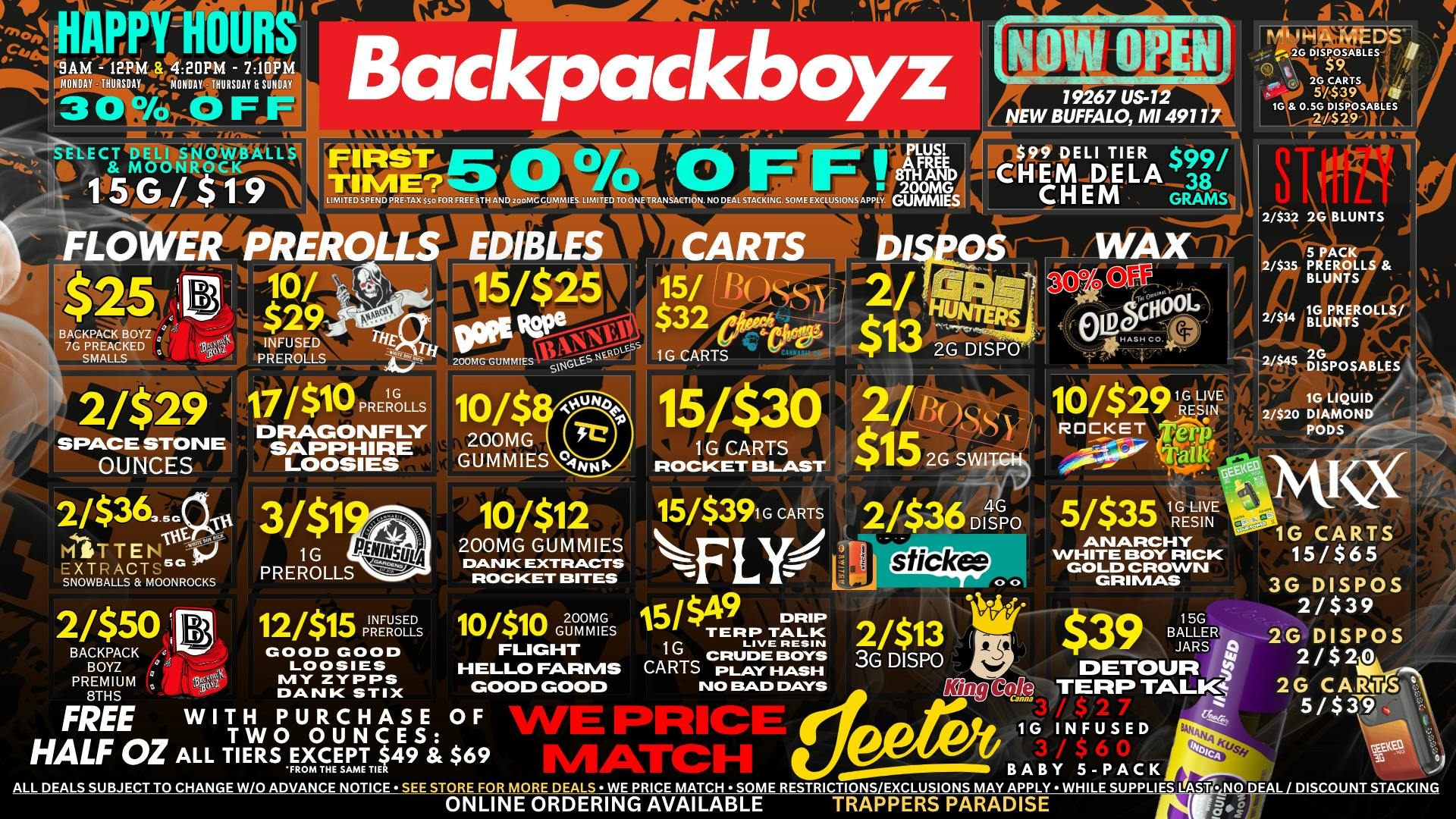 Backpack Boyz - New Buffalo FIRST TIME? 50% OFF PLUS FREE WEED!