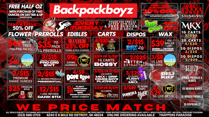 Backpack Boyz - Detroit FIRST TIME? 30% OFF! : 99 CENT GUMMIES!