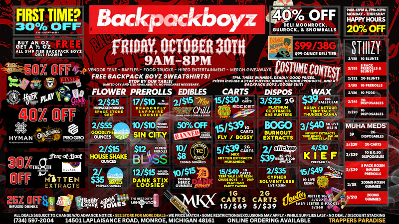 Backpack Boyz Monroe 50% OFF GELATO, HYTEK*, GRIMAS AND MUCH MORE!
