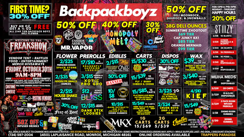 Backpack Boyz Monroe OCT 30TH: UP TO 50% OFF 🔥 BRANDS & VENDOR EVENT!