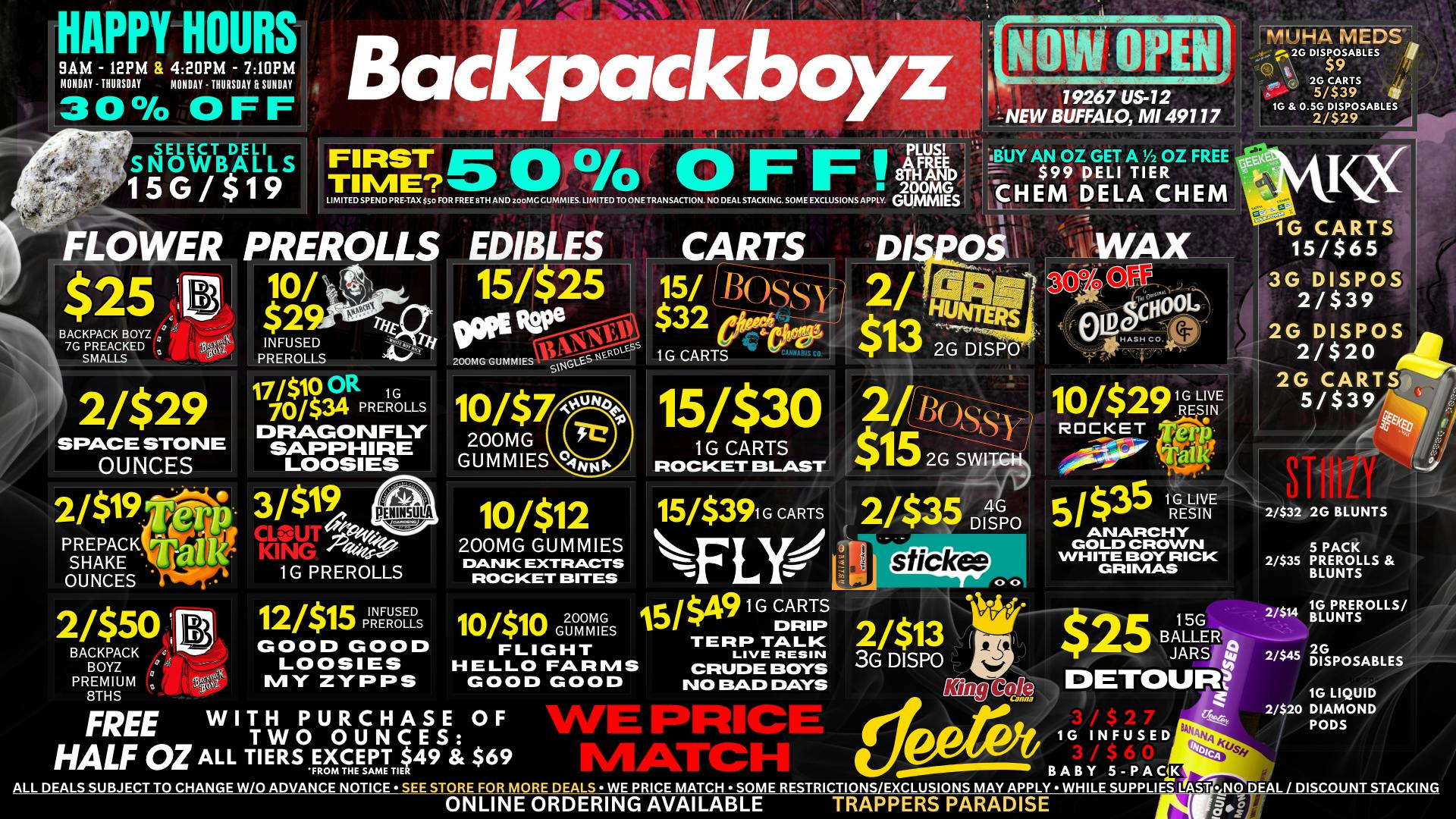 Backpack Boyz - New Buffalo FIRST TIME? 50% OFF PLUS FREE WEED!