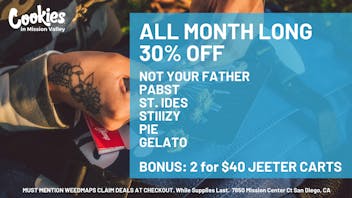 Cookies Mission Valley MONTH LONG 30% OFF at COOKIES + BONUS BUNDLE 🔥