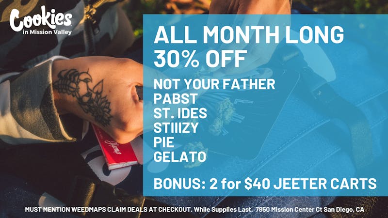Cookies Mission Valley MONTH LONG 30% OFF at COOKIES + BONUS BUNDLE 🔥